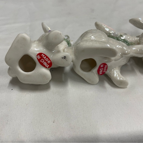 Ceramic Bunny Figurines (4) with Floral Accents 2” - Picture 12 of 14